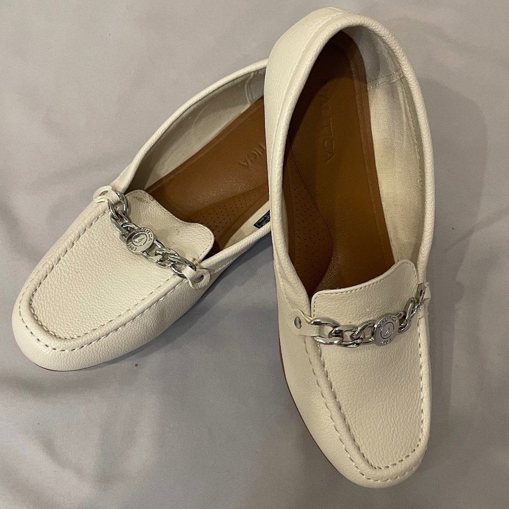 Nautica white loafers